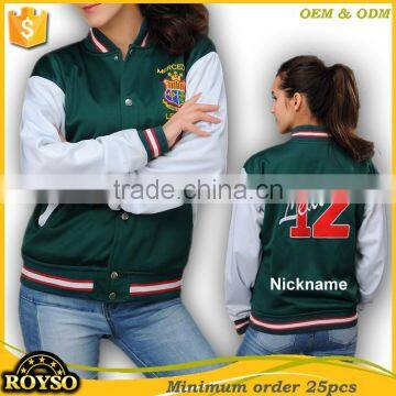 Custoize Custom Made Cheap American Baseball Bomber Women XXX size High School Uniforms Winter College Varsity Jacket Jackets