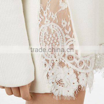 Women's Autumn Fitted Lace Bottom Long Knittting Turtleneck Sweater Tops With Lowest Price photo-6