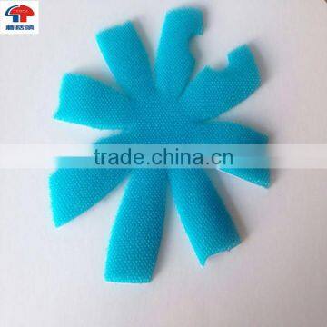 Customized shape hook and loop tape blue unnapped hook and loop