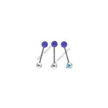 Purple Crystal 316l Fancy Jeweled 14g Ferido Ball / Tongue Piercing Jewelry For Women