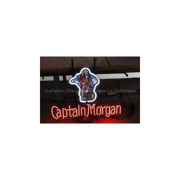T126 CAPTAIN MORGAN handicrafted real glass tube neon signs for store display and advertising.