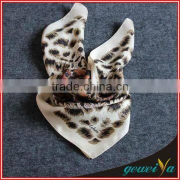 High Quality Square Chiffon Silk Leopard Print Scarf