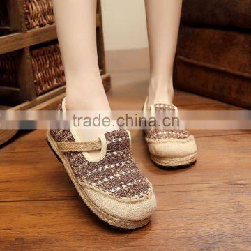 brown homemade linen sandals comfortable fisherman shoe folk slippers/Chinese ethnic flavor casual woven linen shoes