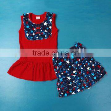 2017 yawoo red top match five star shorts cutest baby girl clothes fashionable baby 4th of july clothes