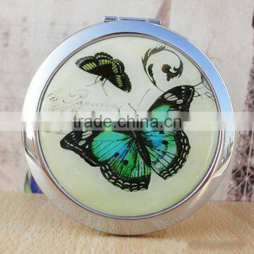 Butterfly Compact Cosmetic Makeup Round Handbag Purse Pocket Mirror photo-2