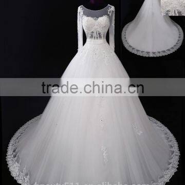 Supply All Kinds of Wedding Dress 2017 Ball Gownwedding Gown Beaded Round Neck Long Sleeve Mermaid Lace Wedding Dress 2017 F1280 photo-5