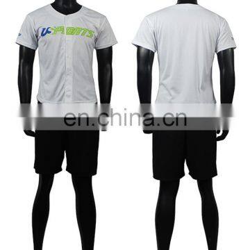 High quanlity custom button Short Sleeve baseball jersey men's sportswear