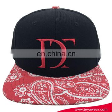 floral flat visor snapback cap lower price China factory baseball cap