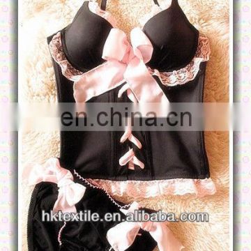 pink bow sexy lingerie for ladies