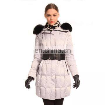 Alibaba Wholesale Long Slim Down Jacket with Blet