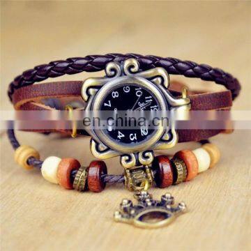 2014 Hottest Sales Leather Retro Wrap Wrist Bracelets Lady Watch