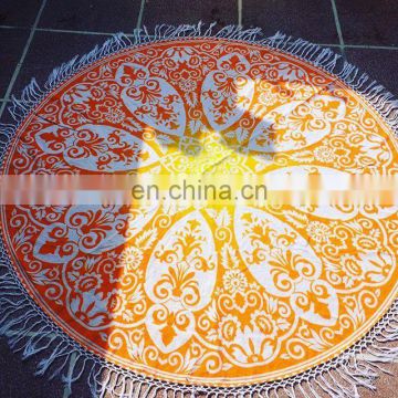 Indian Mandala Sunlight Round Hippie Roundie Tapestries Hippy Boho Gypsy Cotton Round Beach Throw Yoga Mat Tassel