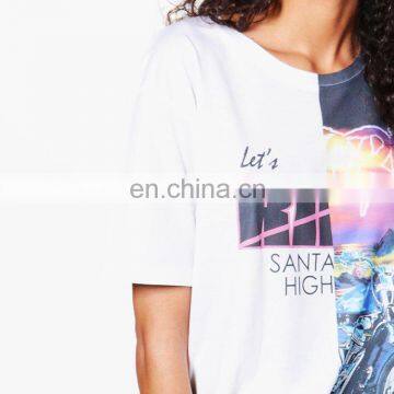 Custom Clothes Oversized White Women Casual Printed Longline t Shirt photo-3