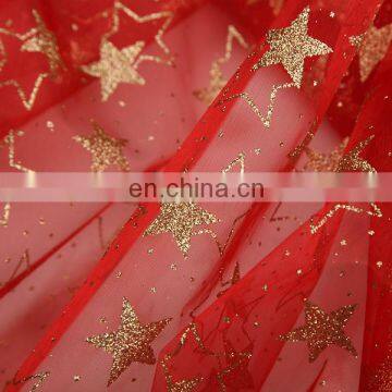 2015 Wholesale Chinese Manufacturer Red Organza With Gold Spraying Organza Cheap Fabric