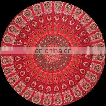 Red Indian Mandala Tapestry Round Mandala without Tassle Fringe Roundie Yoga Mat tapestry Uk USA