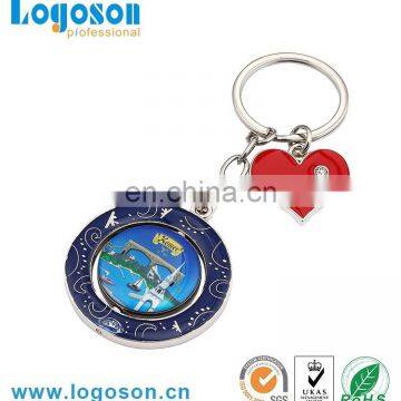 High quality KEMER printed logo middle spinner fancy metal keyring keychains