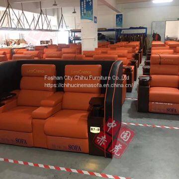 Custom Genuine Leather Power Recliner Love Seat With Tray Table for Cinema Hall photo-4