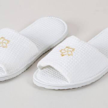 Eliya Personalized Disposable White Hotel Slippers With Embroidery