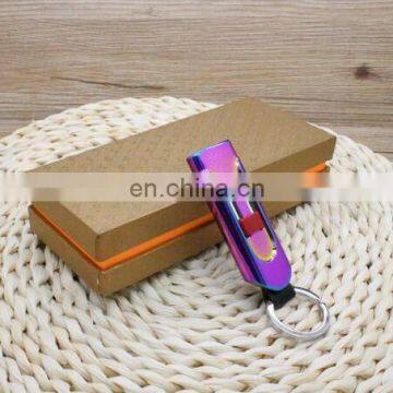 Long cigarette lighter, USB charging, windproof metal lighter, with key ring, support personalized ordering