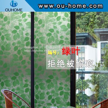 BT810 Greenery stained pvc self adhesive decorative window film