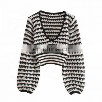 TWOTWINSTYLE Women's Shirt knitted  v neck long Sleeve fashion new clothing hit color