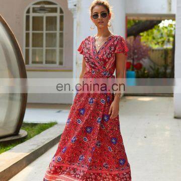 Baroque Border Print Plus Size Short Sleeve Cover up Women Summer Casual Dress photo-5