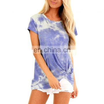 LAITE T2007 2020 Spring&Summer Style Women O Neck Kink T Shirt Lady Tie Dyed Print T-Shirt