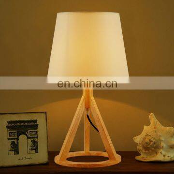 European Style 3 Legs Triangular Wooden Table Lamp Reading Lights Best Sale E27 Table Lamp for Bedroom photo-3
