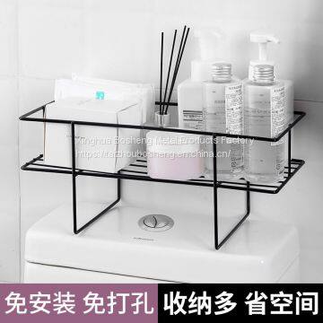 Wrought Iron Storage Rack Over The Toilet Bathroom Space Saver Metal Towel Storage Shelf photo-3