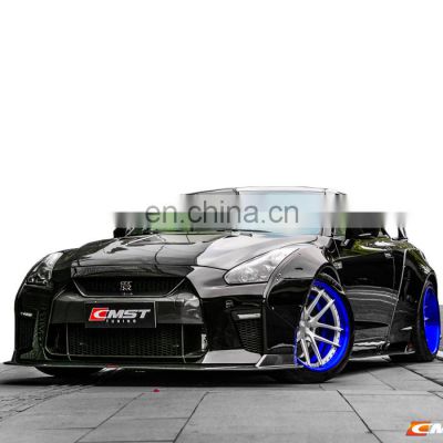 widebody kit for nissan gtr r35 front bumper rear bumper side skirts bonnet wide flare and trunk spoiler for gtr r35 facelift