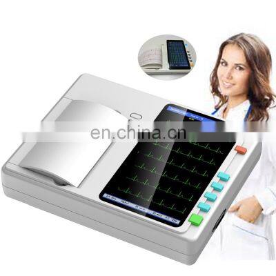 Wholesales 6 Channel 12 lead ECG/EKG machine Touch Screen Electrocardiograph machine with Printer