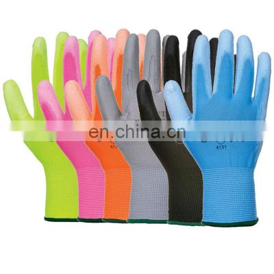 CE Polyurethane Glove High Visibility PU-Coated Gloves Construction Gloves for Hand Protection