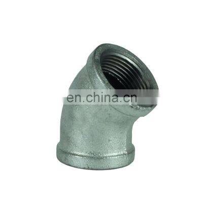 DKV bsp npt threaded hot dipped galvanized steel ductile iron GI male female threaded 45 degree elbow in pipe fittings