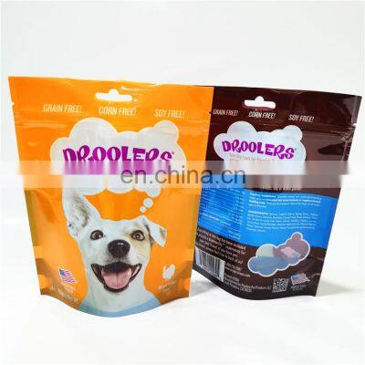 pvc packaging bag custom logo design self-supporting bag with zipper lock dog food packaging