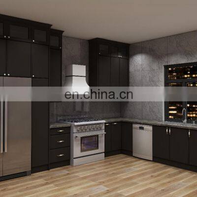 Modern Smart Kitchen Furniture Black Matt White Lacquer Melamine Kitchen Cabinets With Sinks