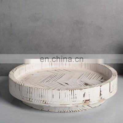 Farmhouse White Lazy Susan Round Tray Vintage Style Turntable Cabinet Organizer photo-5