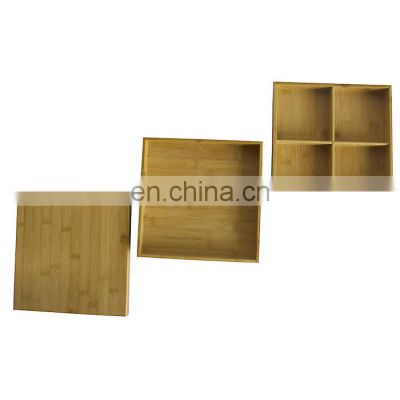 Three layer bamboo snack storage box with lid