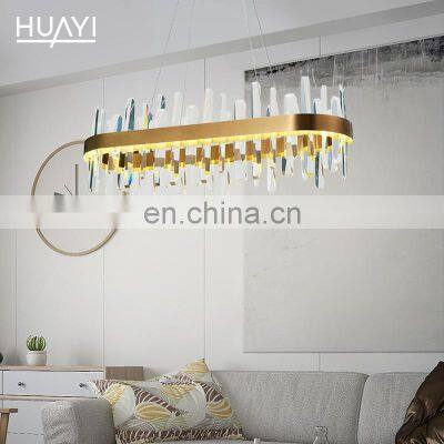HUAYI Light Luxury Style Living Room Decorative Modern Gold LED Crystal Chandelier Pendant Light photo-4