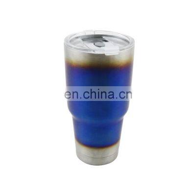 AUSO Customizable Logo Universal Auto Parts Stainless Steel Baking Blue Double Wall Travel Car Water Cup