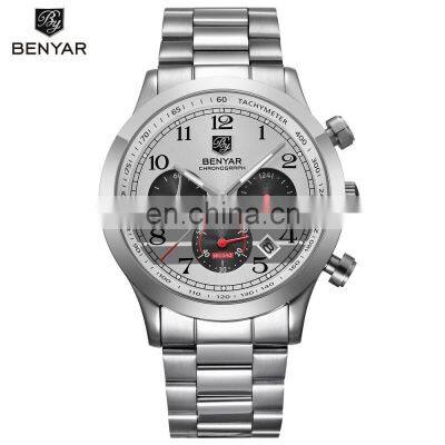 Benyar BY-5107M First Class Quality Luxury Stainless Steel Material Auto Date Chronograph Business Style Watch For Man