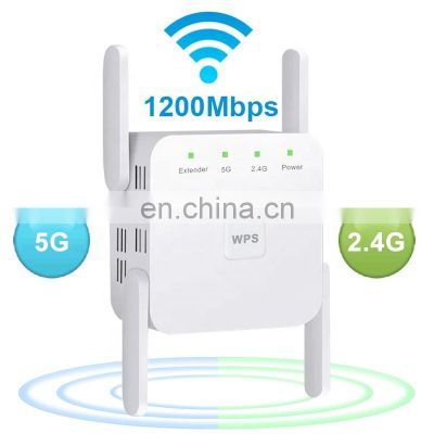 Support 5G, 2.4G dual-band 1200M four-antenna, powerful WIFI through-wall wireless repeater, signal amplifier