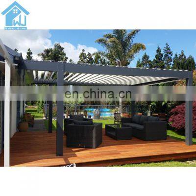 Motorized Opening Louvered Roof Swimming Pool Pergola House With LED Strips aluminum pergola