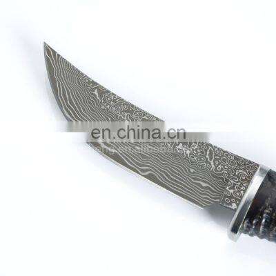 High Quality Hunting Knife Damascus Steel With Horn Handle photo-3