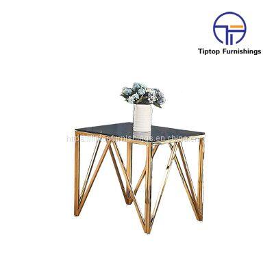 Italian style high-end stainless steel furniture indoor marble top coffee table long gold tea table