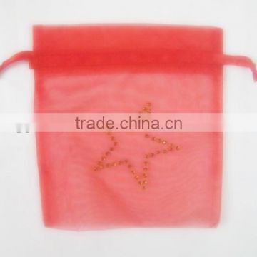 Golden Star Printed Mini Organza Gift Bag /Promotional Customized Logo Organza Bag,Small Wedding Gift Bags