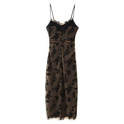 New style women's dress in European-American style, featuring a fitted and long design with a halter neck, exuding a fashionable and elegant vibe.