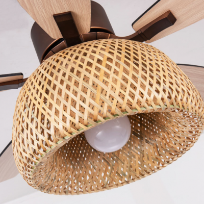 New Custom Rattan Ceiling Fan Light, Five Leaf Living Room Variable Frequency American Fan Light, （Wechat:13510231336） photo-3