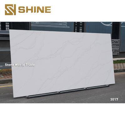 Widely Used White Calacatta Quartz Big Slab Counter Top for Kitchen Villa Bedroom Hotel Indoor for Table Top Dining Mall Use photo-5