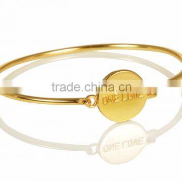 wholesale high end 316L stainless steel bracelet engraved ONE LOVE Disc Bracelet