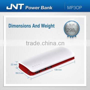 three outputs and led light 10000mah portable mobile power bank with 1 year warranty.